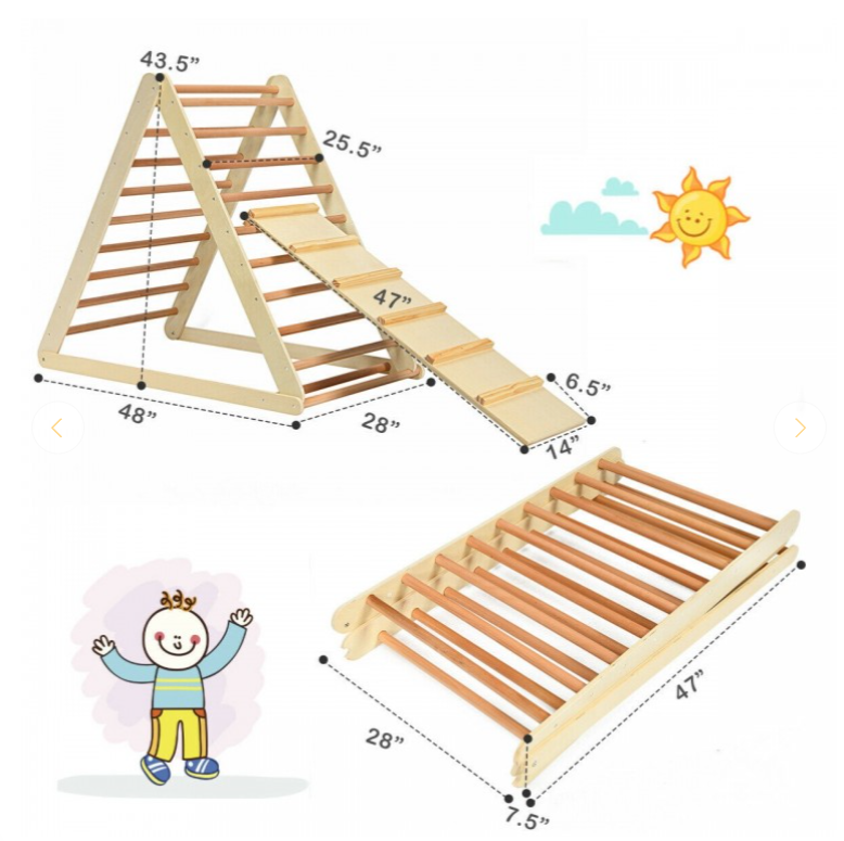 Diy Triangular Ramp Foldable Wooden Triangle Climber with Reversible Ramp for Kids, fully ...