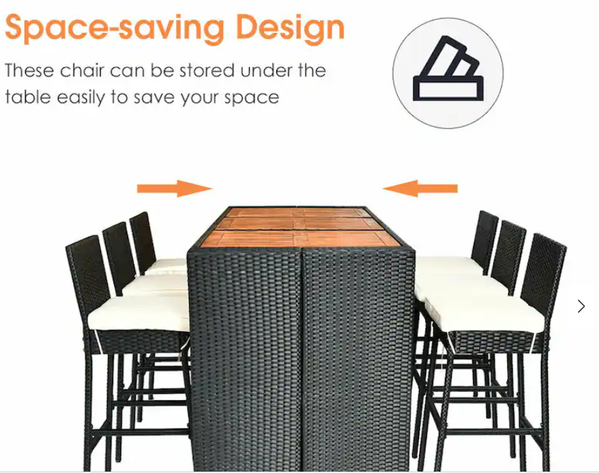 SPECIAL, NO TAX, 7 Pieces Patio Rattan Wicker Dining Furniture Set, Fu ...
