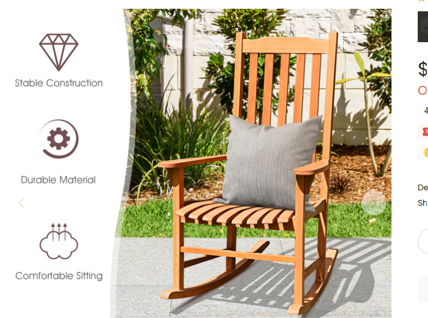 SPECIAL plus NO TAX,Outdoor Rocking Chair Single Rocker for Patio Deck