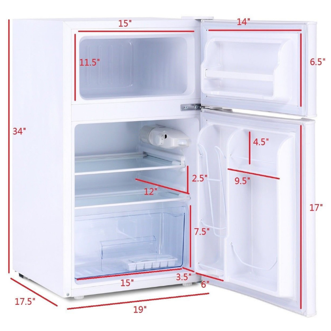 3.2 Cu Ft. Compact Stainless Steel Refrigerator-White