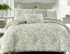 Laura Ashley, 5 Piece Pastel Green Natalie Comforter Set -Twin