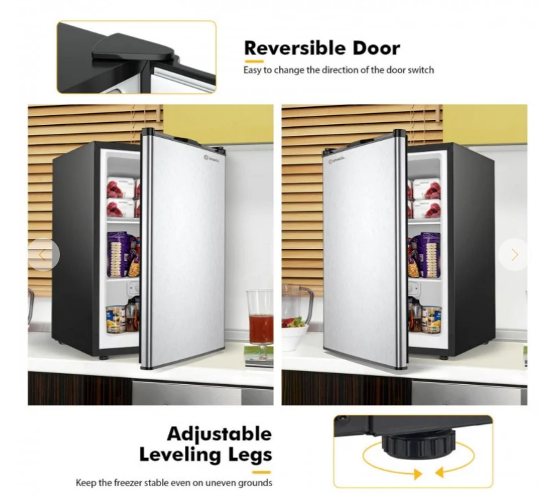 3 Cubic Feet Compact Upright Freezer with Stainless Steel Door, Scratch & Dent Special