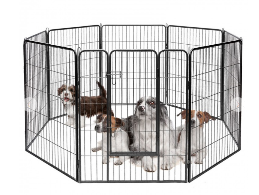 8 Metal Panel Heavy Duty Pet Playpen Dog Fence with Door, 1 box, unassembled
