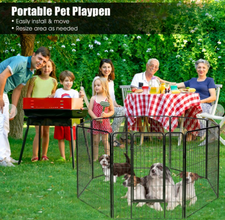 8 Metal Panel Heavy Duty Pet Playpen Dog Fence with Door, 1 box, unassembled