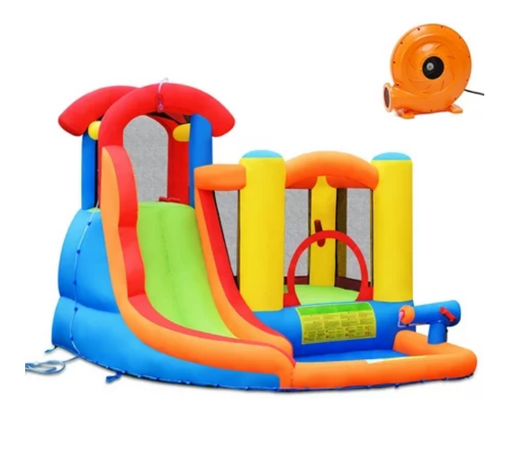 SPECIAL, Inflatable Bounce House Kid Water Splash Pool Slide Jumping Castle w/740W Blower