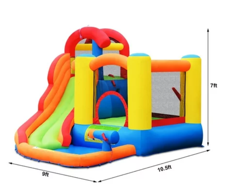SPECIAL, Inflatable Bounce House Kid Water Splash Pool Slide Jumping Castle w/740W Blower