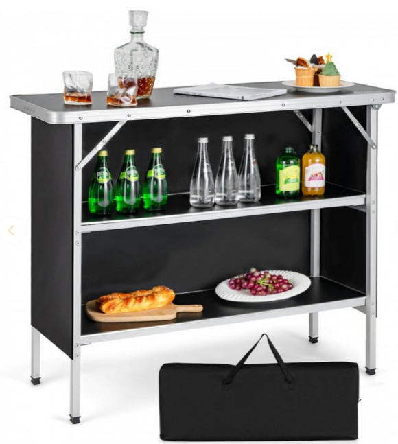 Special, plus NO TAX, Folding Table or Bar with 2-Tier Open Shelves