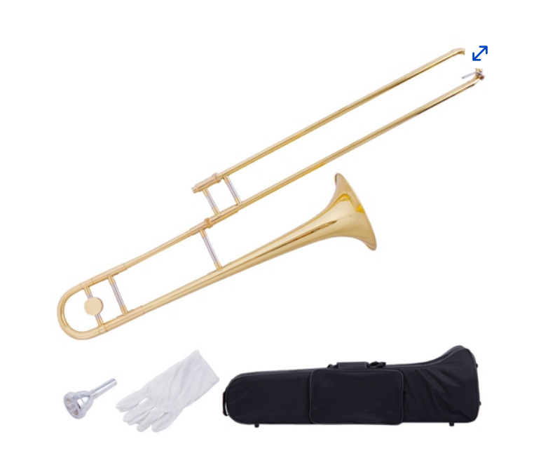B Flat Trombone Gold Brass with Mouthpiece and case for Beginners Students