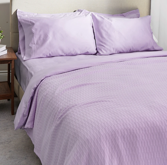 HomeSuite Cotton Blend Sophie Blanket, Lavender,  Queen