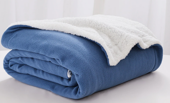 HomeSuite Essentials Polar Fleece and Sherpa Blanket, blue