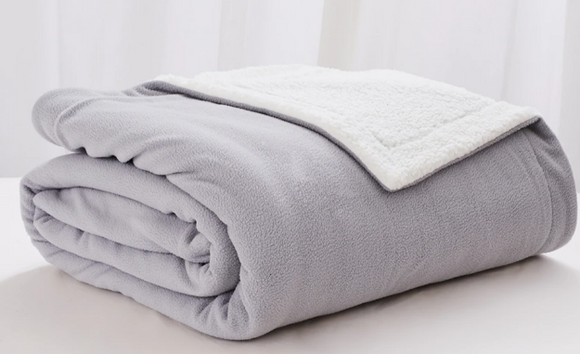 HomeSuite Essentials Polar Fleece and Sherpa Blanket, grey