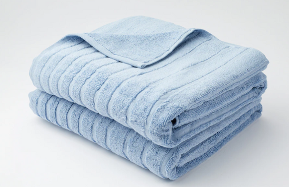 HomeSuite Luxury 600GSM Zero Twist Cotton Stripe Bath Sheet (2-Pack) blue