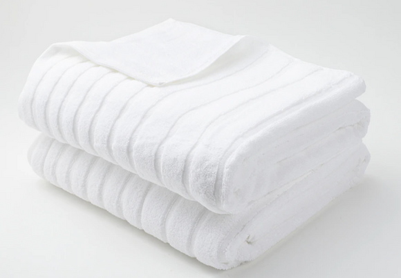 HomeSuite Luxury 600GSM Zero Twist Cotton Stripe Bath Sheet (2-Pack)
