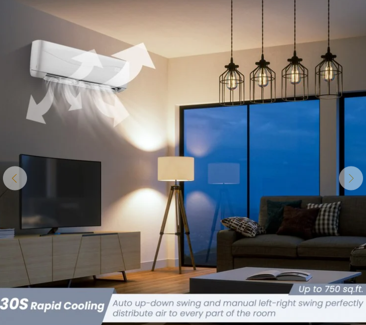HEAT PUMP KiT, 12000 BTU 20 SEER2 115V Ductless Mini Split with Remote, 2 boxes