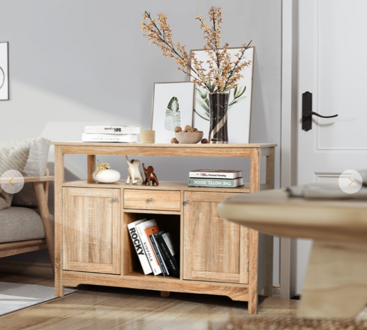 Server Buffet Sideboard With Wine Rack and Open Shelf, fully assembled