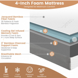 4 Inch Tri-fold Cool Gel Memory Foam Mattress, Queen