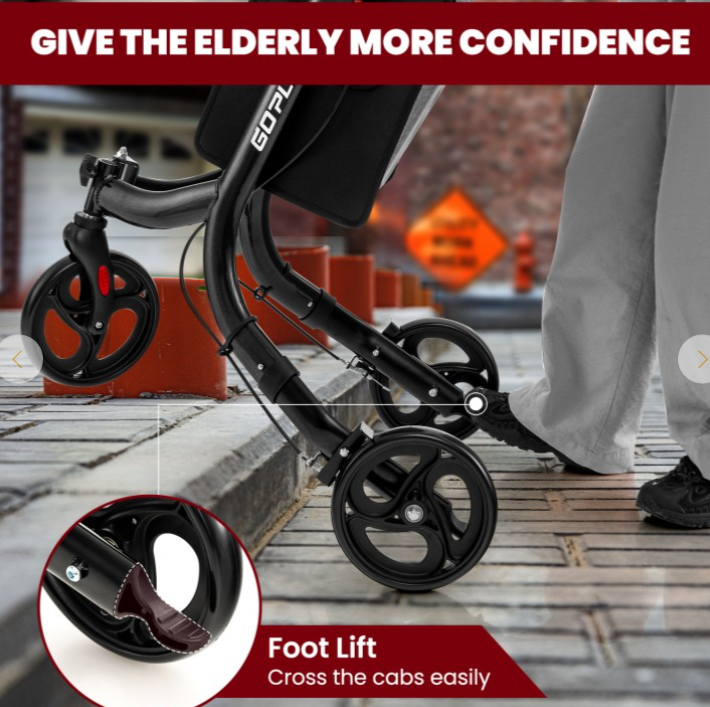 3-Wheel Rolling Walker with Adjustable Handle