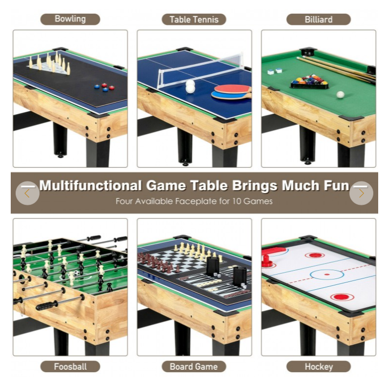 10-in-1 Multi Combo Game Table Set for Home, 1 box, unassembled