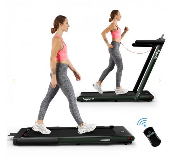 2.25HP 2 in 1 Folding Treadmill with APP Speaker Remote Control, damaged in shipping, tested