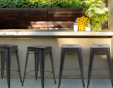 Set of 4  Modern metal 24``counter stools, 1 has small dent in side