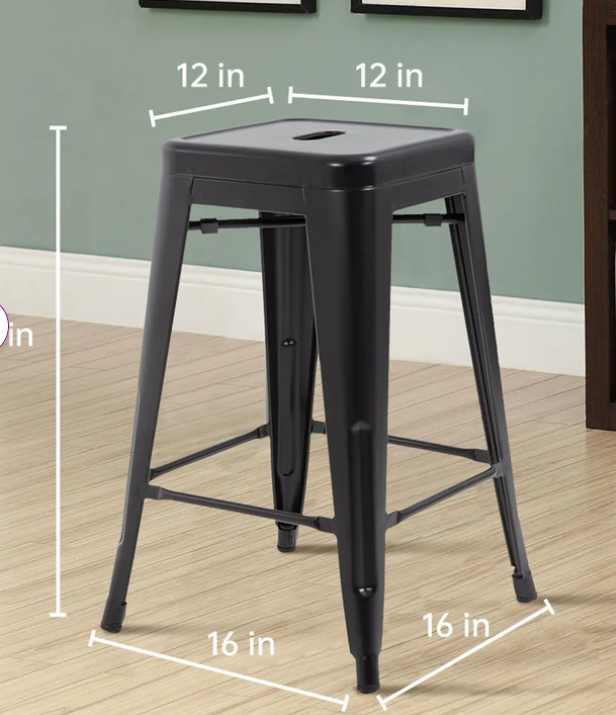 Set of 4  Modern metal 24``counter stools, 1 has small dent in side