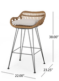 Endicott Wicker 30'' Bar Stool with Cushion (Set of 2)