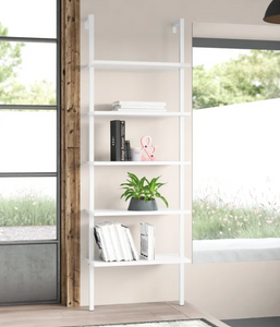 Topulo metal ladder shelf, wood shelfs,  white, scratch & dent