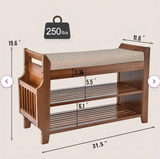 Bamboo Bench with storage, fully assembled, brown, beige