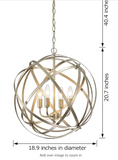 Jojospring Brushed Champagne Metal Large Orb 4-Light Chandelier LJ-0321-CCQ