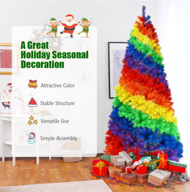 7 Ft Artificial Hinged Traditional Christmas Tree with Metal Stand