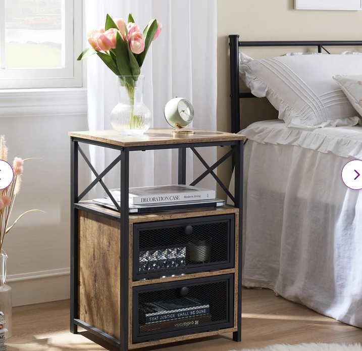 2 Piece Set, Rustic Nightstand, Fully Assembled