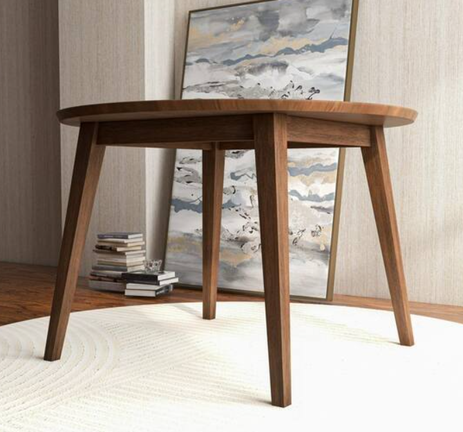 George Oliver 43`` Solid Wood Walnut Brown Frame and Top Round Dining Table (Seats 4)