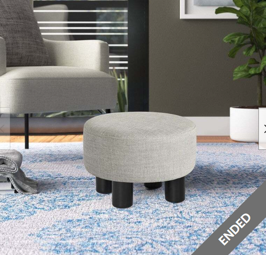 Adeco Tiny Round Linen Footstool