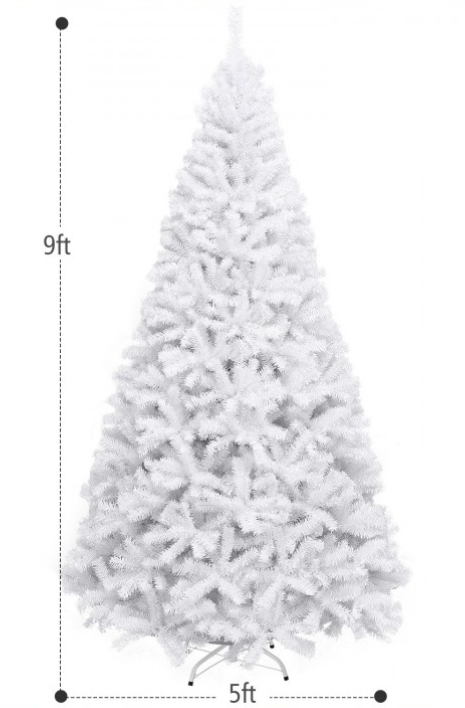 9 Ft Unlit, White Christmas Tree with Metal Stand, Final Sale