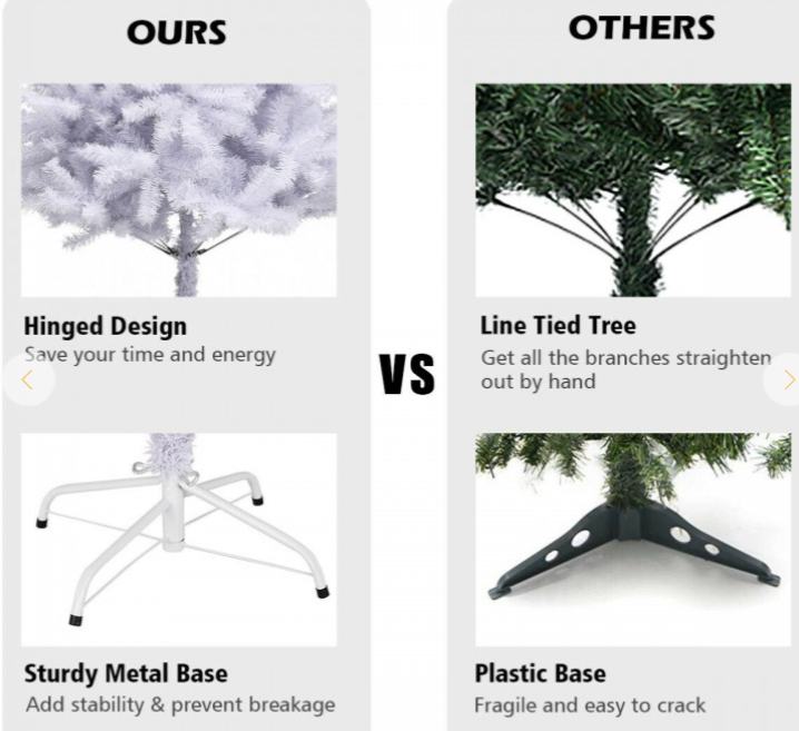 9 Ft Unlit, White Christmas Tree with Metal Stand, Final Sale