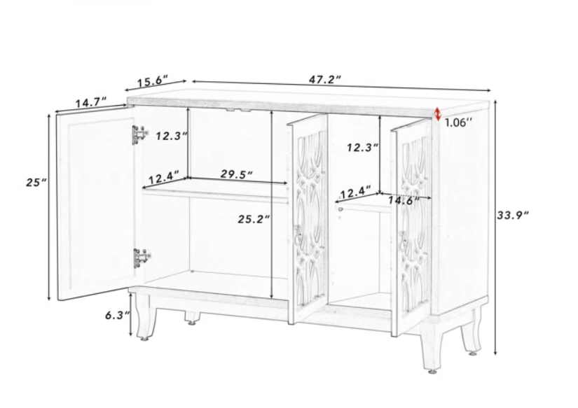 Cailean 47.2``sideboard, fully assembled, darker then picture is showing