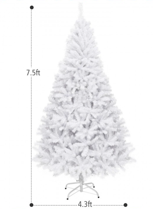SPECIAL, 7.5 ft  White Christmas Tree with Metal Stand