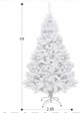 SPECIAL,  6 ft  White Christmas Tree with Metal Stand