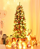 6Ft PVC Hinged Pre-lit Artificial Fir Pencil Christmas Tree with 150 Lights