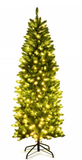 6Ft PVC Hinged Pre-lit Artificial Fir Pencil Christmas Tree with 150 Lights