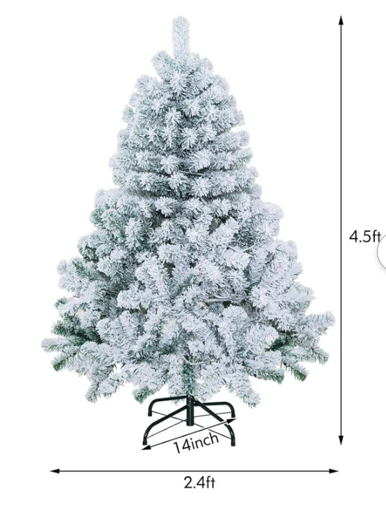 4.5' Prelit, flocked,  Artificial Christmas Tree,