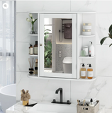 Multipurpose Mount Wall Mirror Bathroom Storage Cabinet-White, assembled