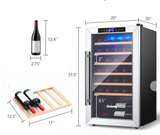 20 Inch Wine Refrigerator for 33 Bottles and Tempered Glass Door