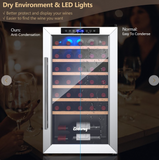 20 Inch Wine Refrigerator for 33 Bottles and Tempered Glass Door