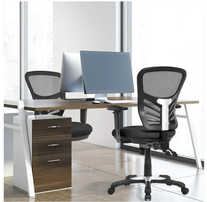 Ergonomic Mesh Office Chair with Adjustable Back Height and Armrests-Black