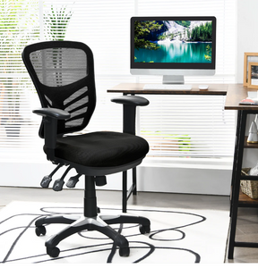 Ergonomic Mesh Office Chair with Adjustable Back Height and Armrests-Black