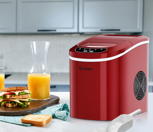 Portable Electric Ice Maker Machine with Ice Scoop, Red