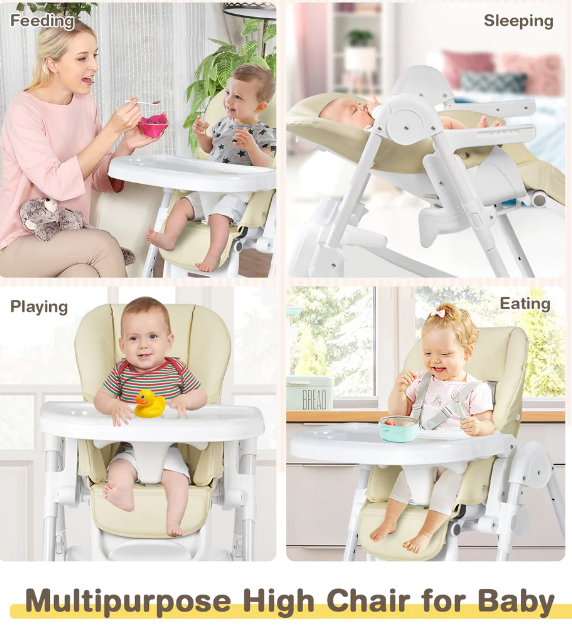 Baby Convertible Folding Adjustable High Chair, fully assembled