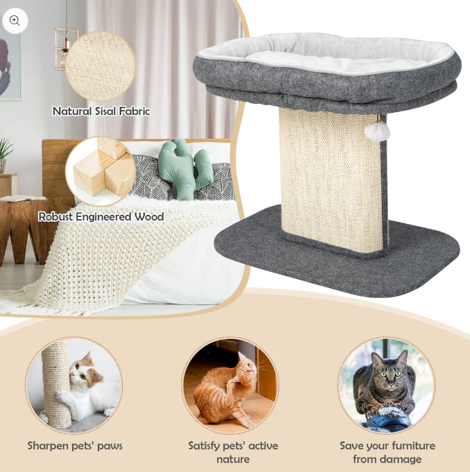 Modern Cat Tree Tower, fully assembled