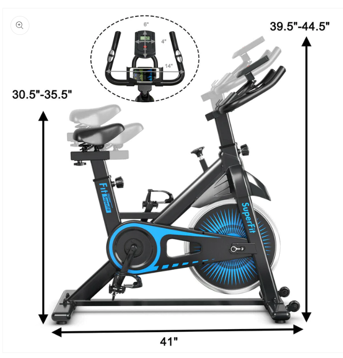 Indoor Silent Belt Drive Adjustable Stationary Bike-Blue, fully assembled